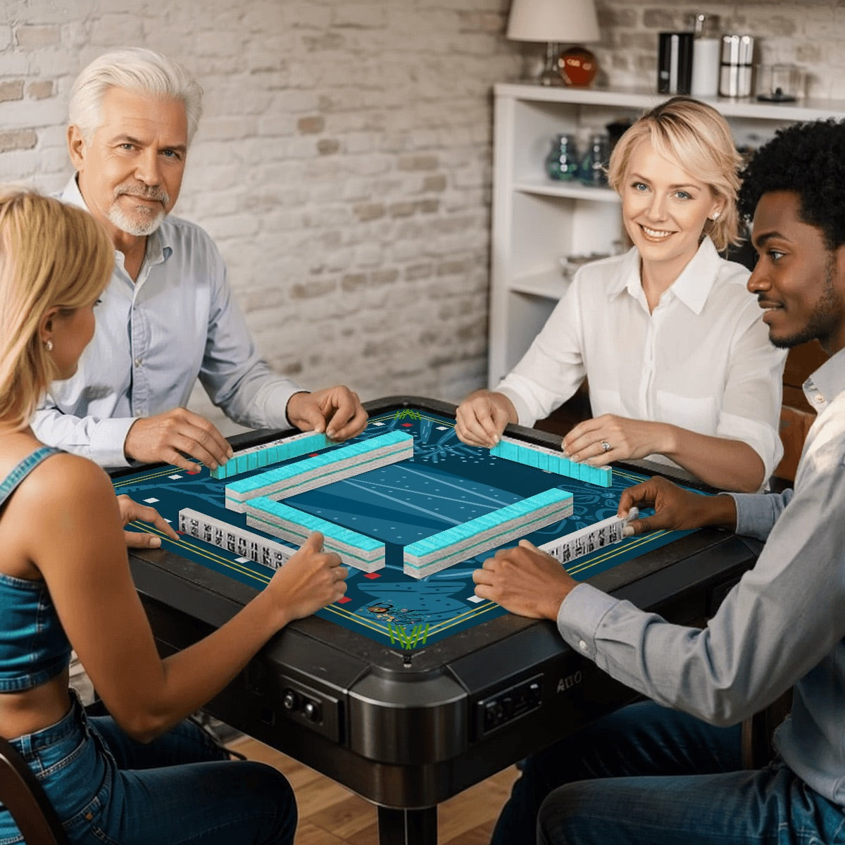 Season in Blue Mahjong Mat 31.5"x31.5" (Ship Rolled up)