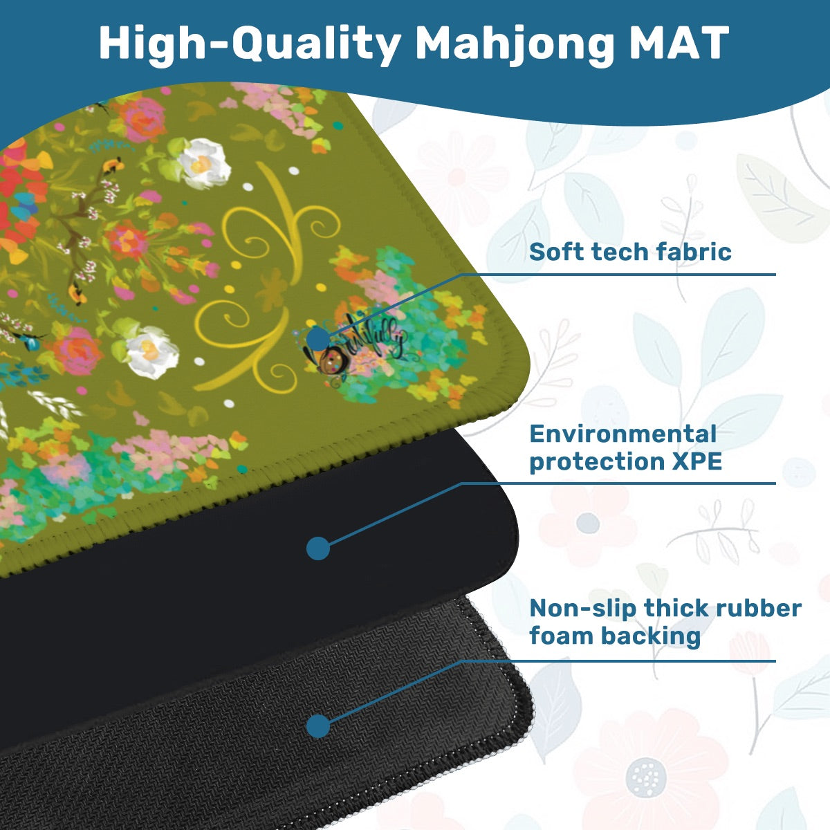 2026 Spring Green without directions-Mini Travel Mahjong Mat 20.9"x20.9" (Ship Rolled up)