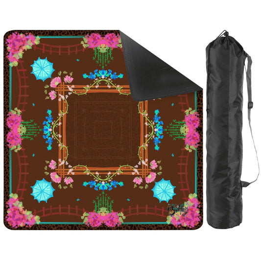 Leopard and Neon summer color way Mahjong Mat 31.5"x31.5" (Ship Rolled up)