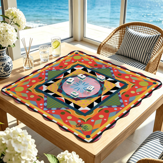Scalloped Mahjong Mat (Made in USA) My World