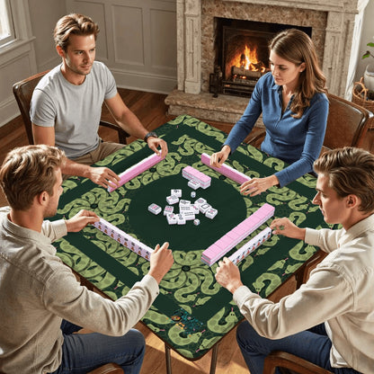 Green grass snake Custom Mahjong Mat 31.5"x31.5" (Ship Rolled up)