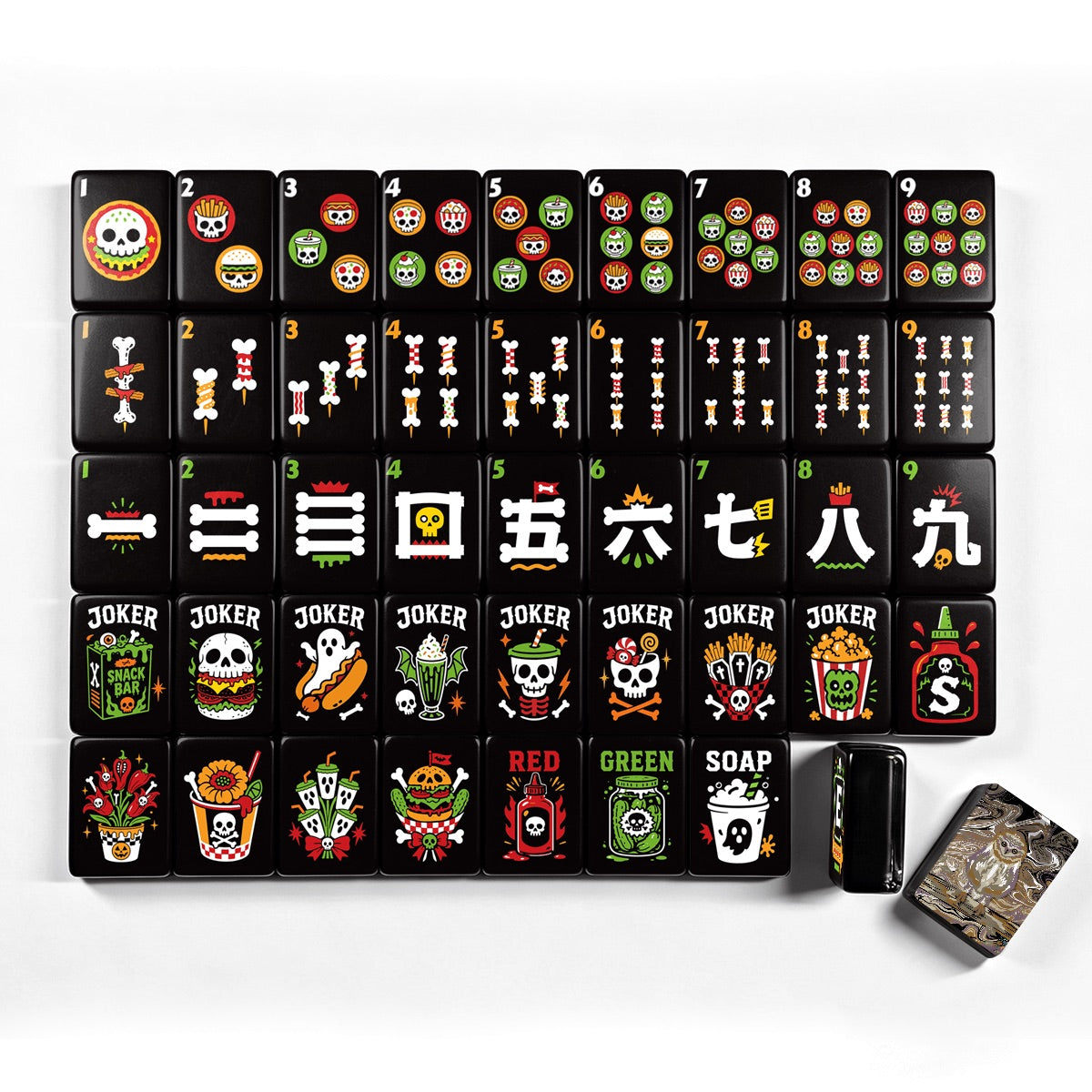 Woodsy Owl Skull Diner Halloween Mahjong Tiles multi layer