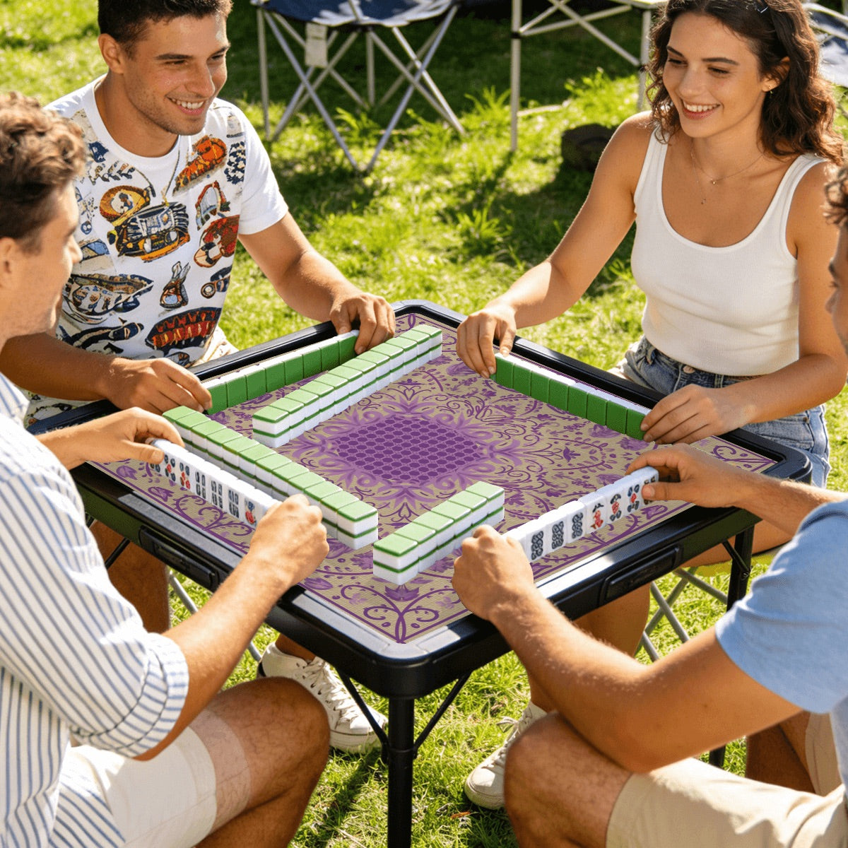 Mini Travel - Texture in Purple Mahjong Mat 20.9"x20.9" (Ship Rolled up)