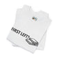 First Left? Book Stack Tee — Funny Mahjong Shirt