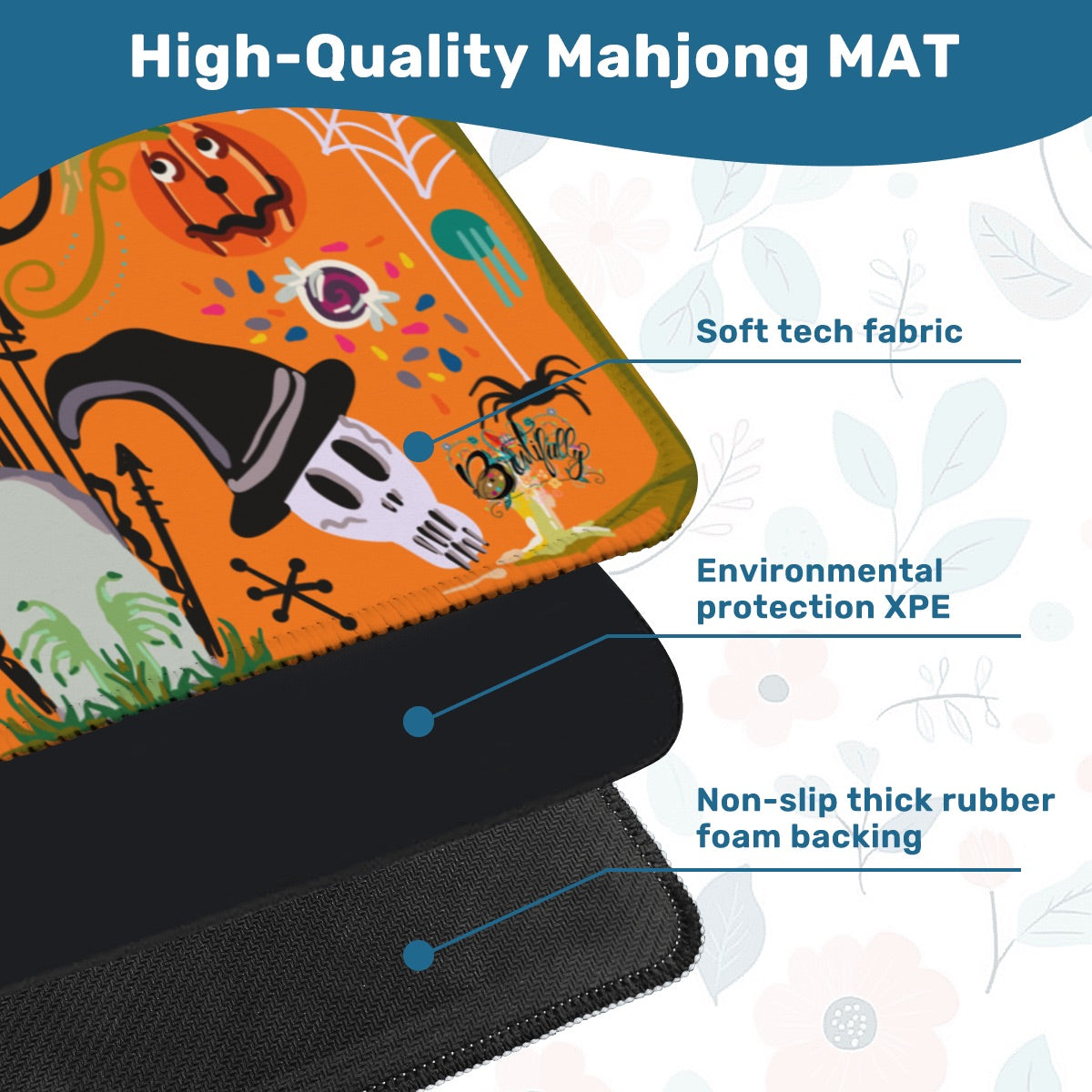 Folk art Halloween-Mahjong Mat 31.5"x31.5" (Ship Rolled up)