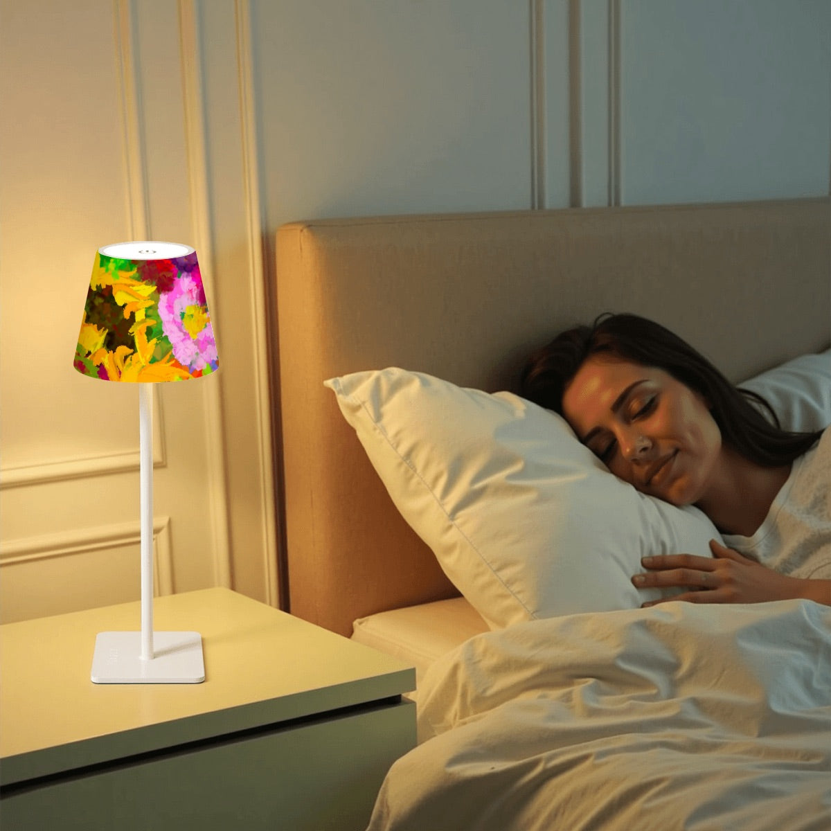 LED Cordless Table Lamp- in Summer Bike Florals