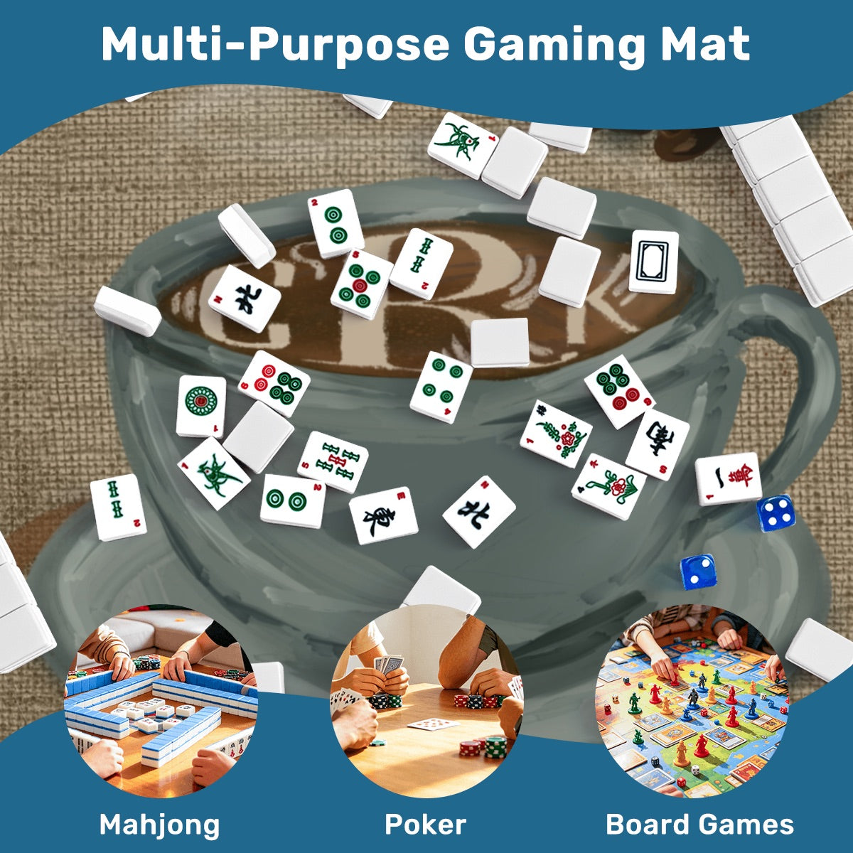 Mahjong Mat SleekSurface (Made in USA) Custom Coffee CKR