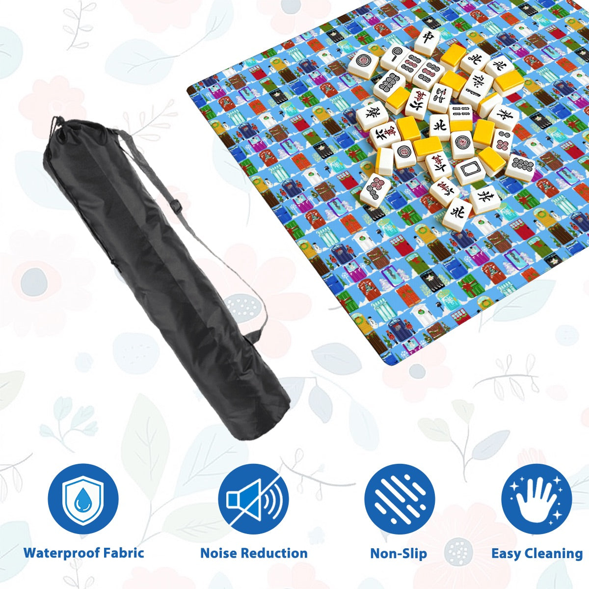 Mahjong Mat SleekSurface Holiday Neighborhood