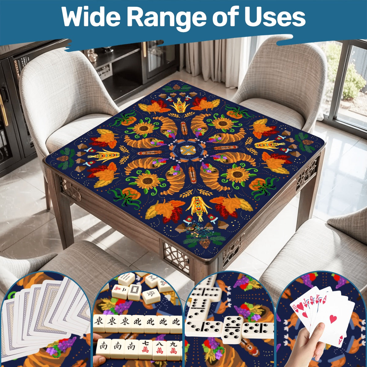 Mahjong Mat 33"x33" (Ship Rolled up) Thanksgiving