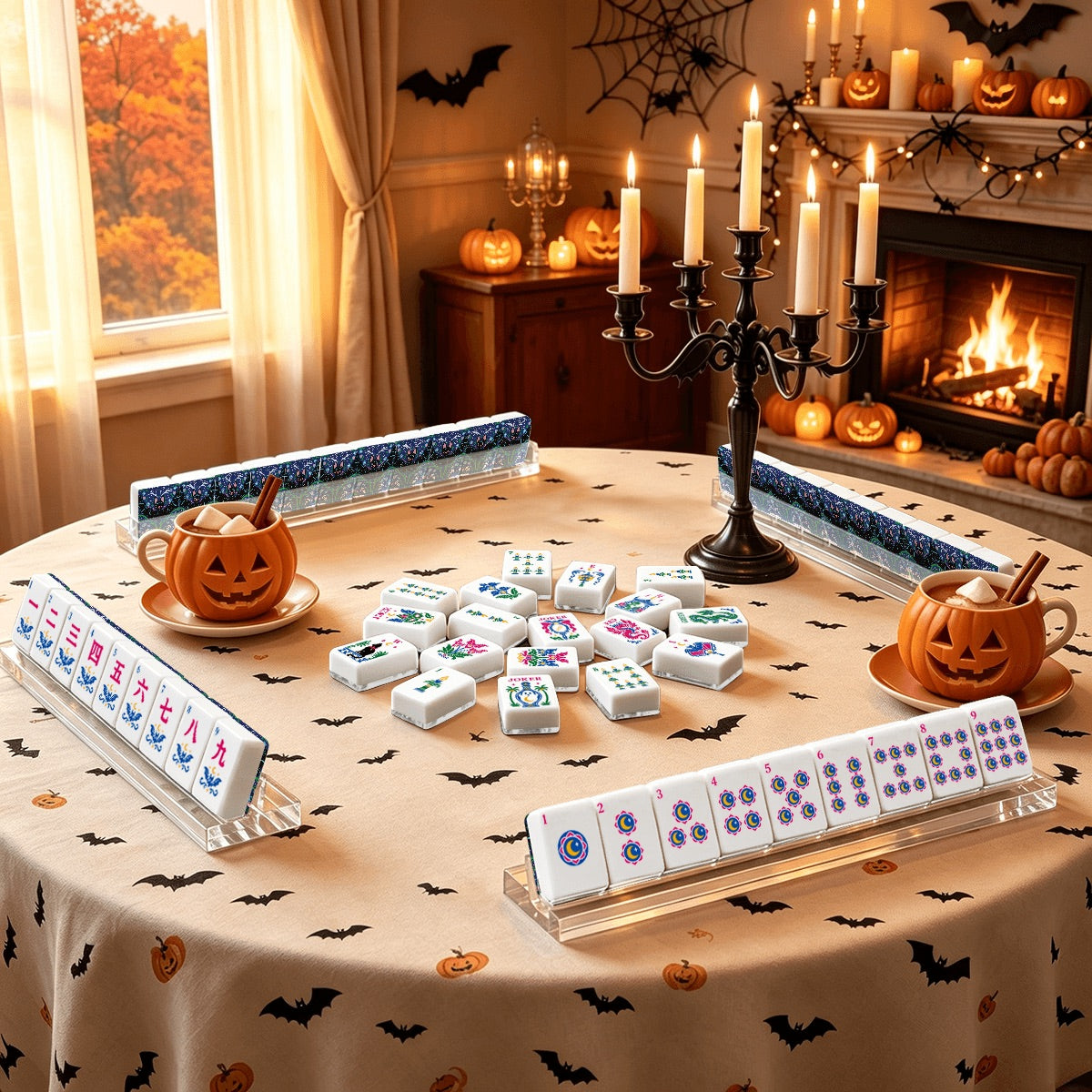 Dragon's Coven Halloween Mahjong Tiles with Batty