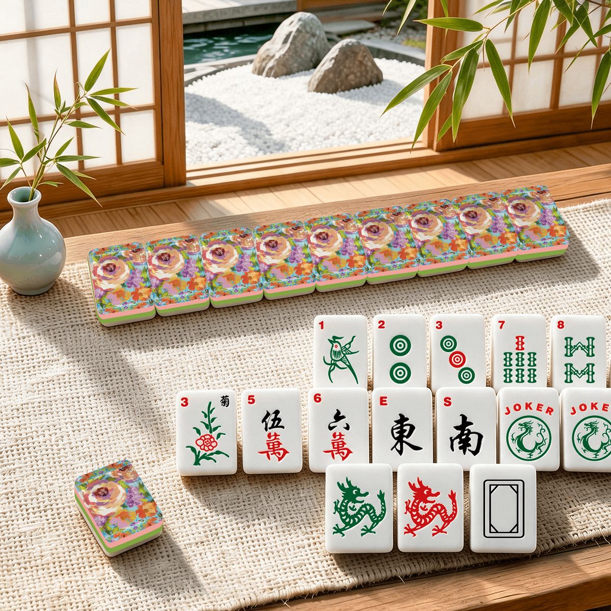 4 Layer American Mahjong Tiles Set Bold floral