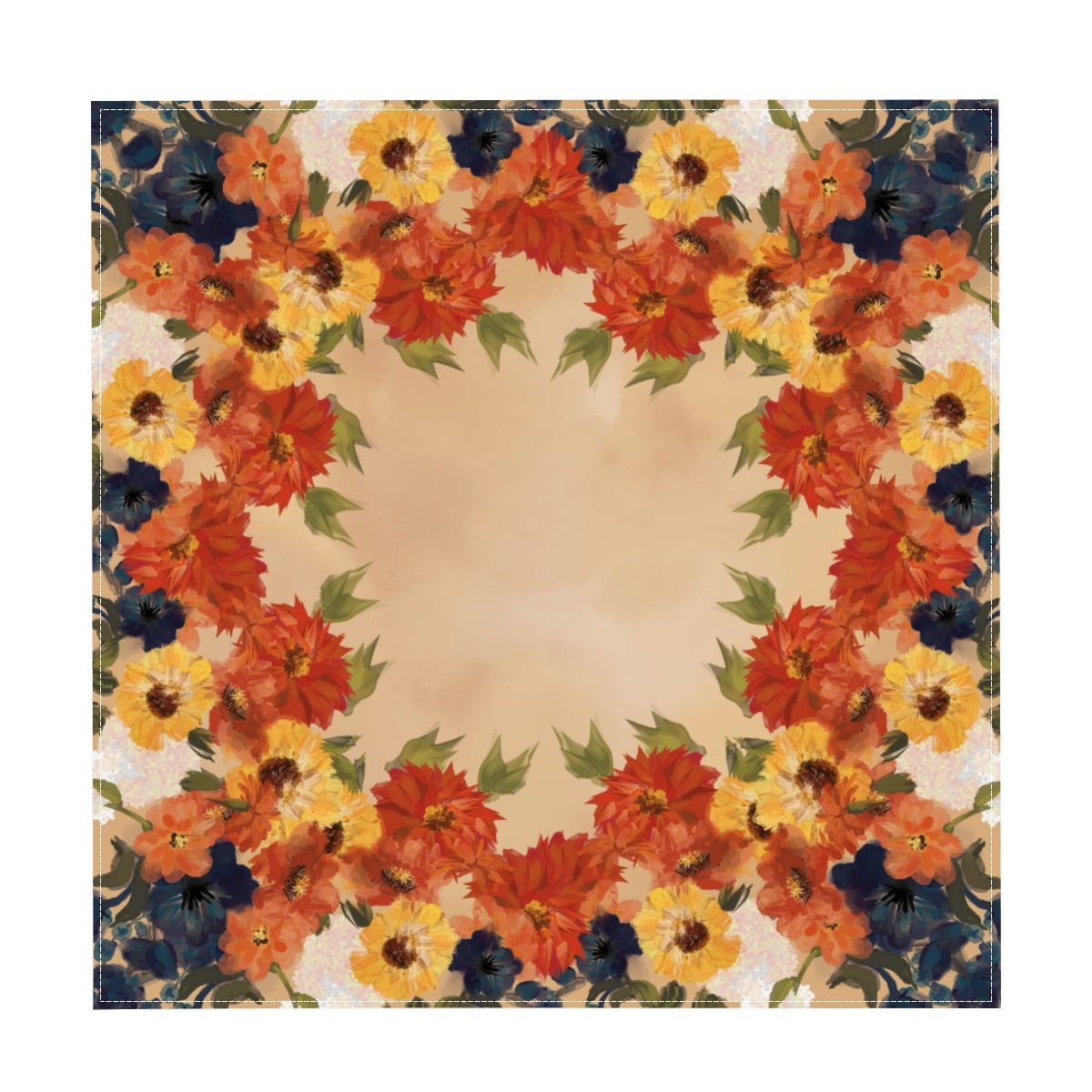 Square Tablecloth Dining Cover - Autumn abundance floral