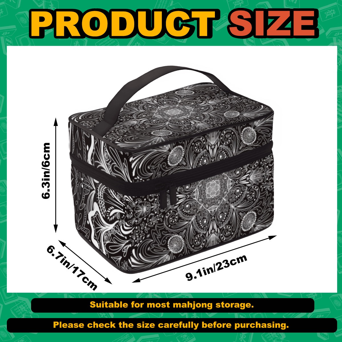 White on Black-Portable Mahjong Bag