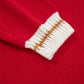 Fiery Red MERRY Pattern Colorblock Edge Drop Shoulder Cozy Sweater