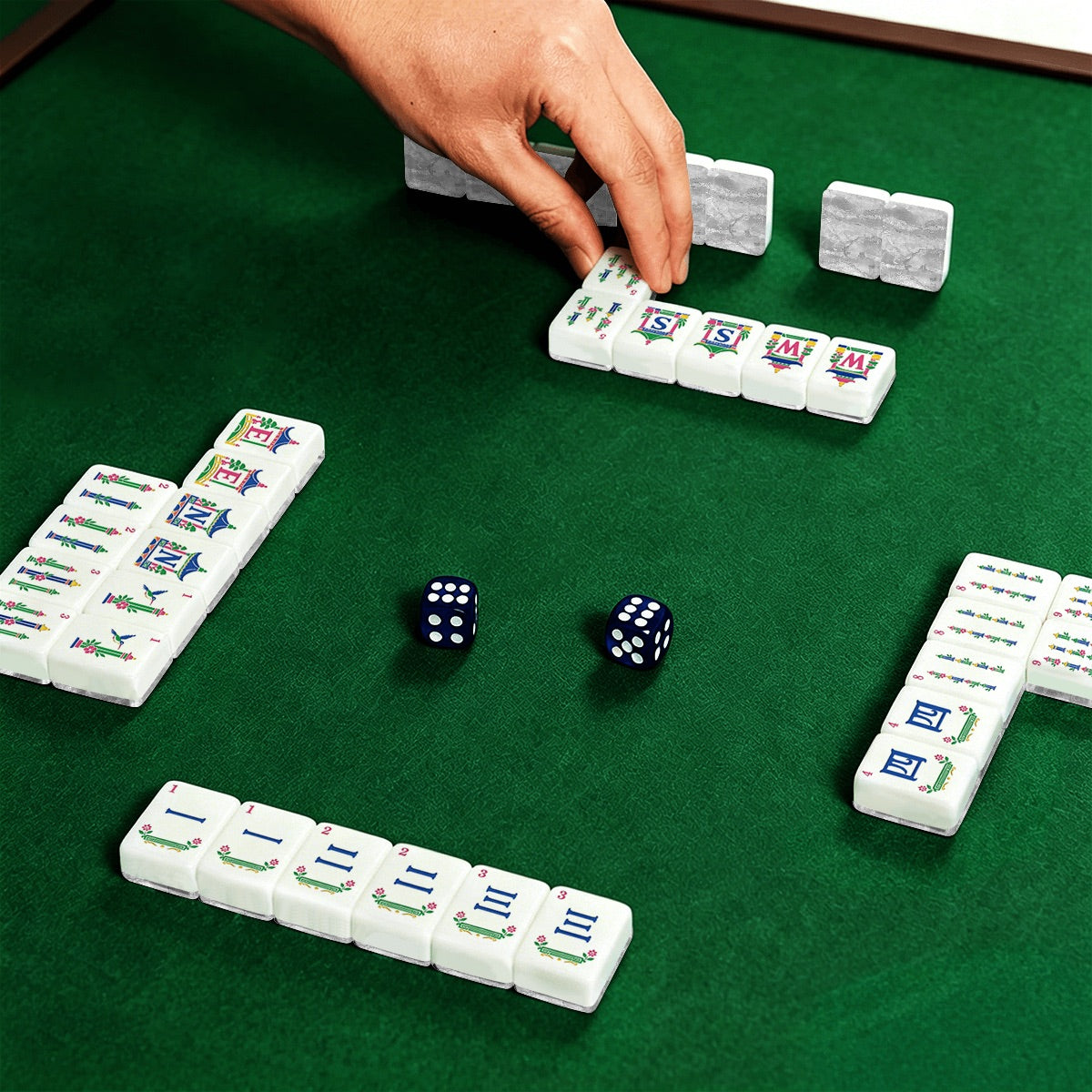 American Mahjong Tiles (Traditional Porcelain Style) Geode Series 1 white marble