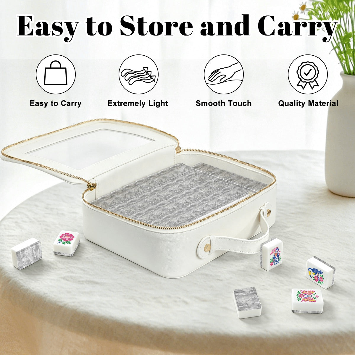 American Mahjong Tiles (Traditional Porcelain Style) Geode Series 1 white marble