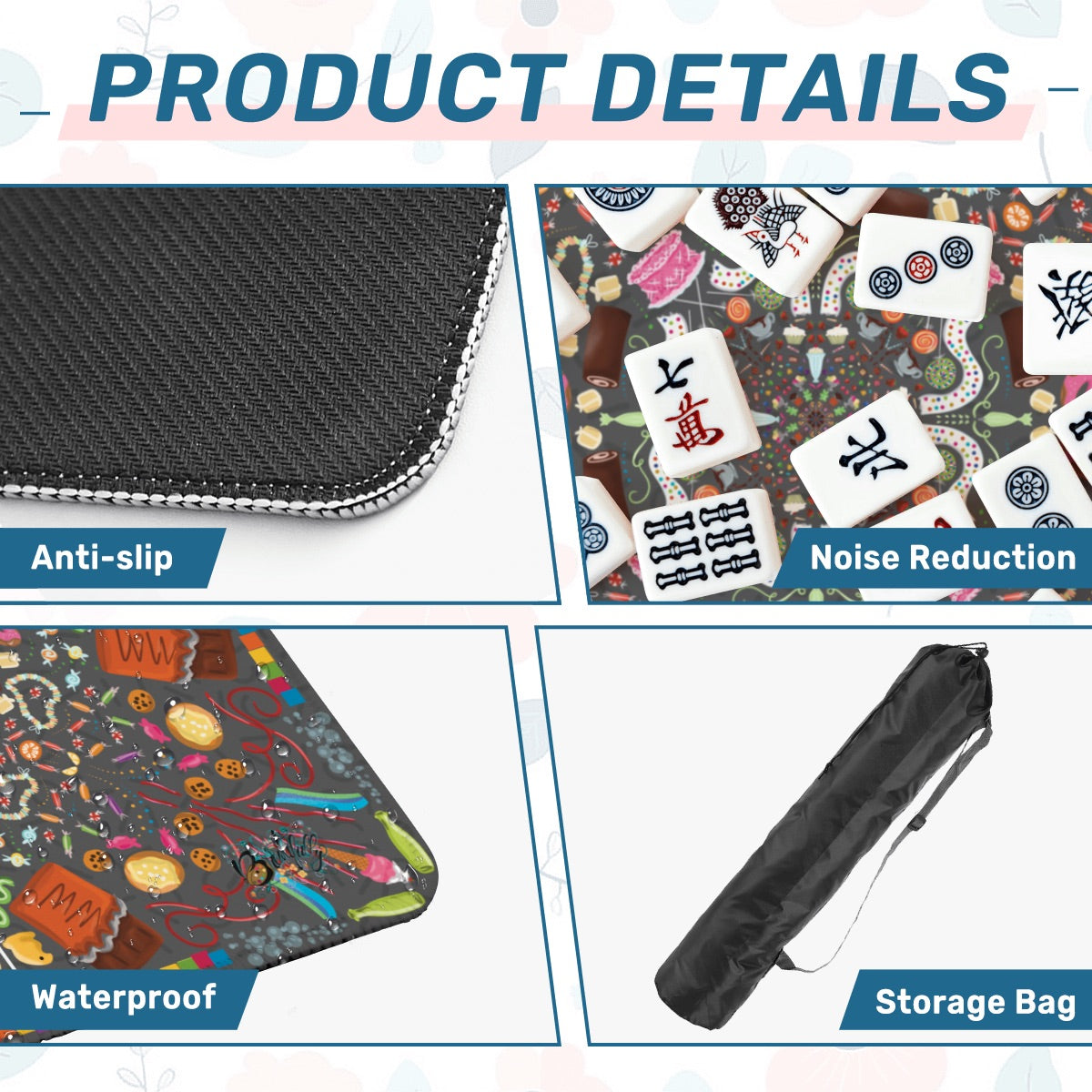 Candy is Dandy on Grey-Mahjong Mat 31.5"x31.5" (Ship Rolled up)