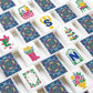 Bright blue Mahjong Tiles Set (Floral Garden Style) (Single Layer)