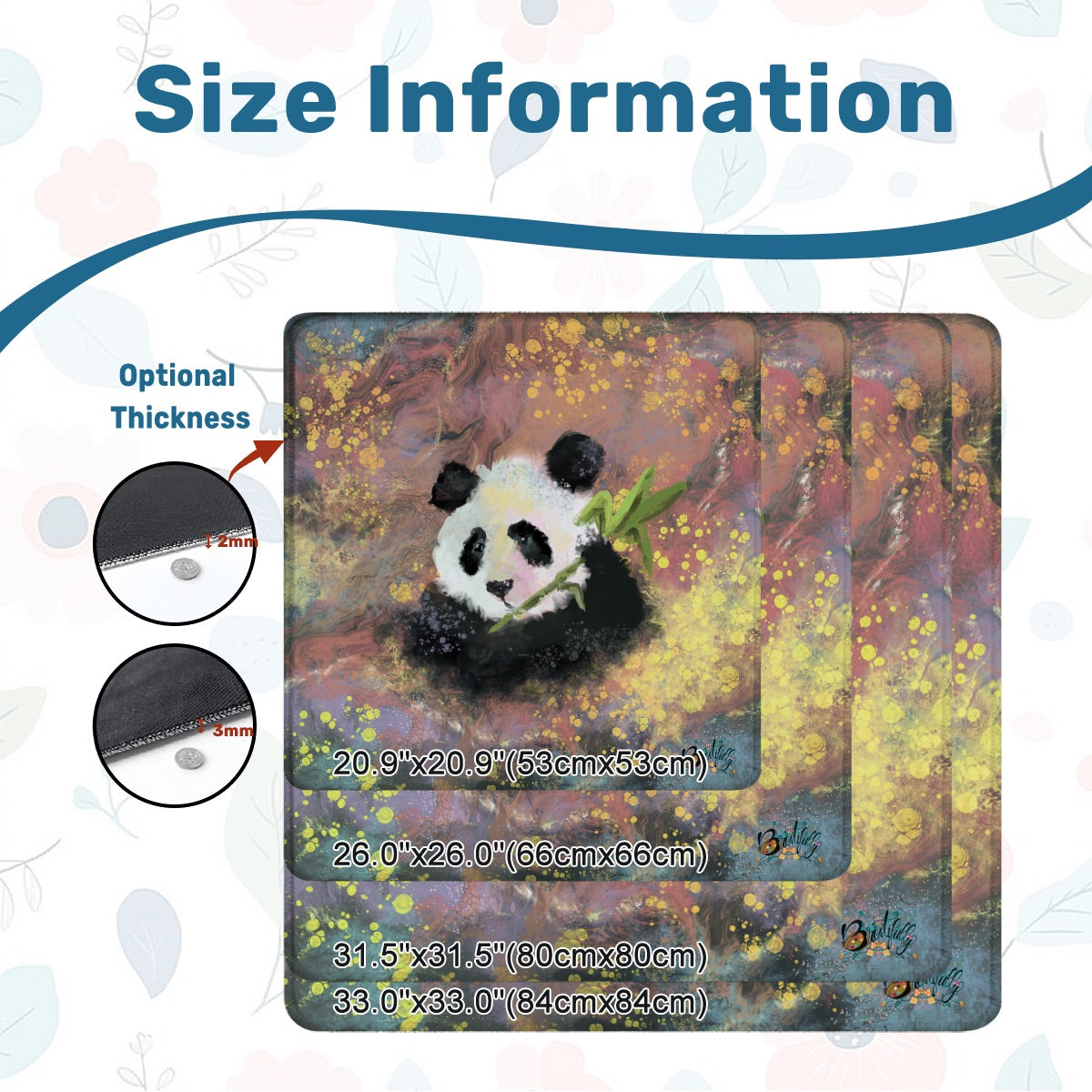 Mahjong Mat (Made in USA) Abstract Bamboo And Panda
