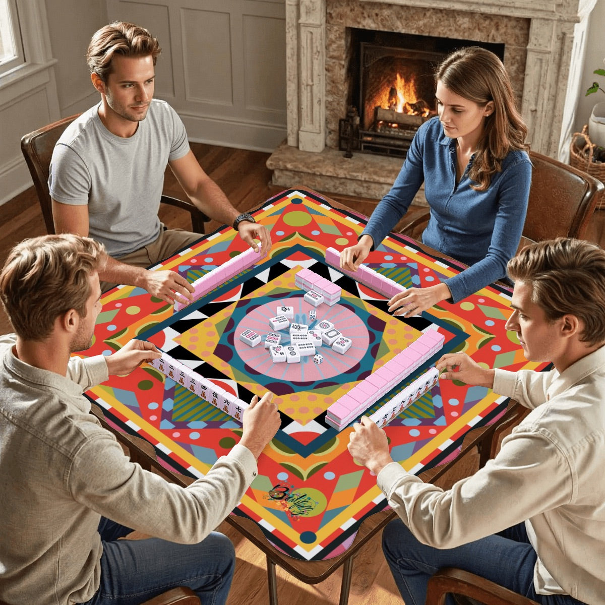 Scalloped Mahjong Mat (Made in USA) My World