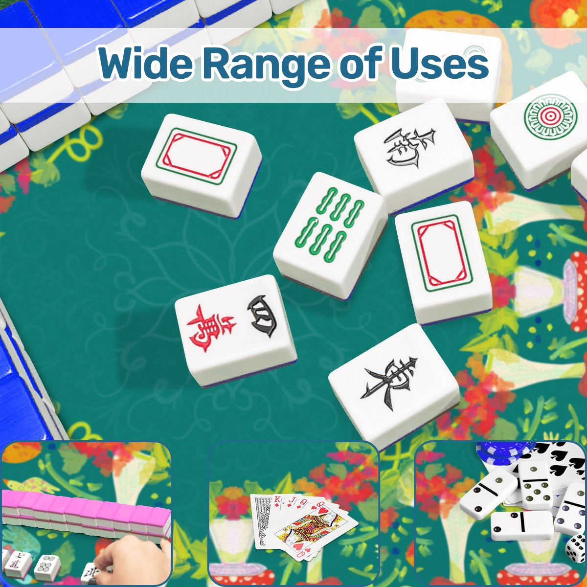 Mahjong Mat (Made in USA) Neon summer nights green