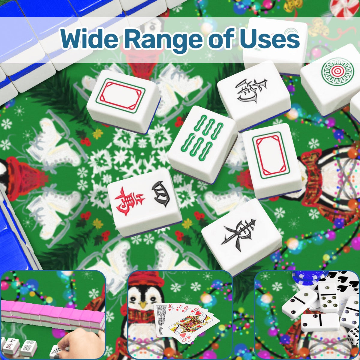 2026 Green Penguin Winter Mahjong Mat 31.5"x31.5" (Ship Rolled up)
