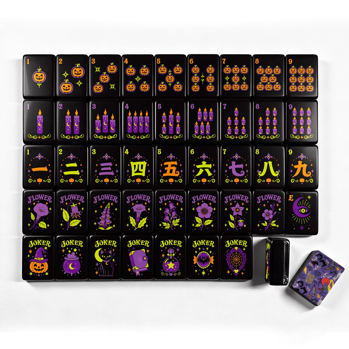 Sistas in purple- with Pumpkin Hex Halloween Mahjong Tiles multi layer