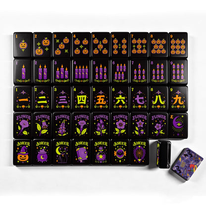 Sistas in purple- with Pumpkin Hex Halloween Mahjong Tiles multi layer