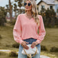 Swiss Dot V-Neck Long Sleeve Blouse