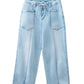 Myosotis Exposed Stitch Detail Drawstring Barrel Jeans