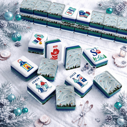 ApresSki Winter American Mahjong Tiles with skiers