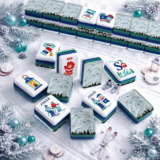 ApresSki Winter American Mahjong Tiles with skiers