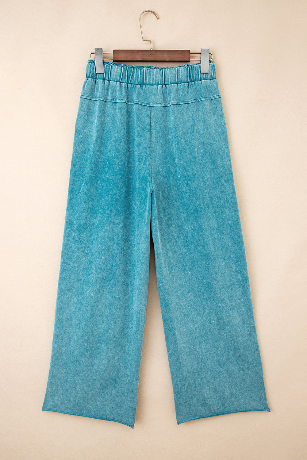 Medium Grey Mineral Wash Knot High Waist Raw Hem Pants