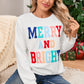 White Merry and Bright Quilted Sweatshirt