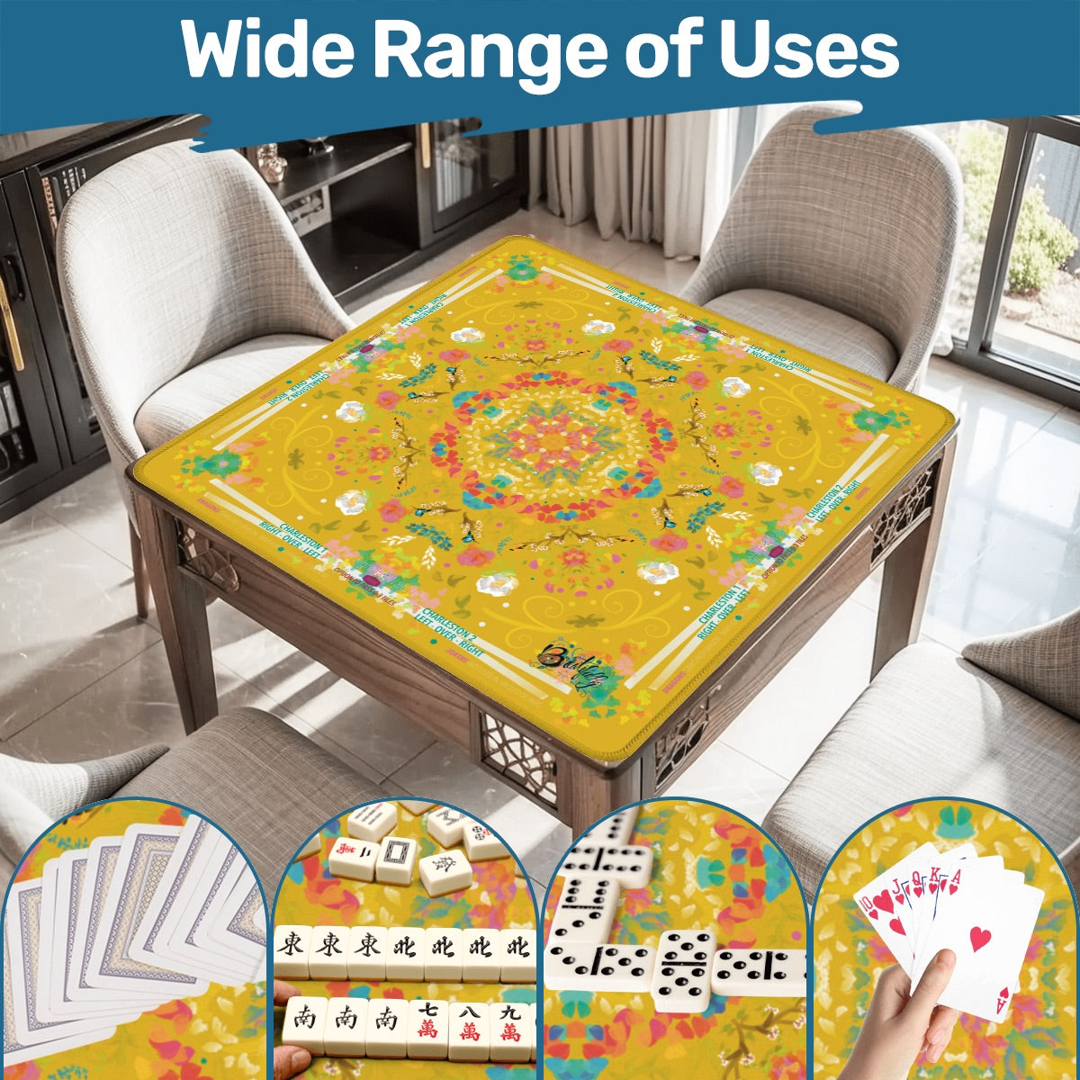 Mahjong Mat (Made in USA) Spring on Yellow w instructions