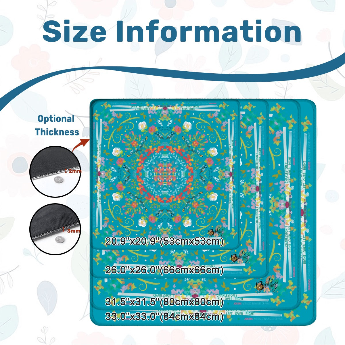 Mahjong Mat (Made in USA) Spring on Turquoise w instructions