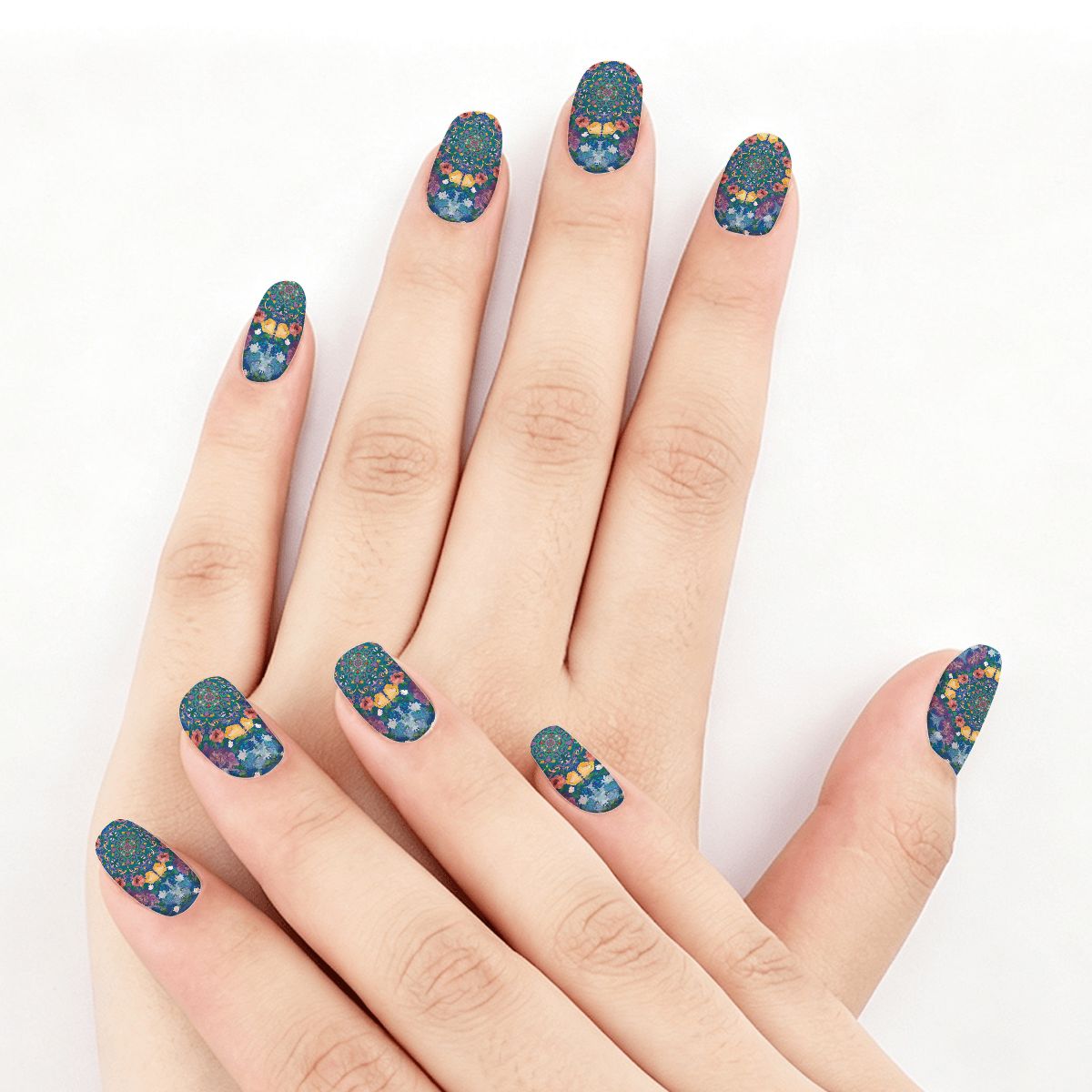 Blue Gardening Nail Stickers 100 Pcs