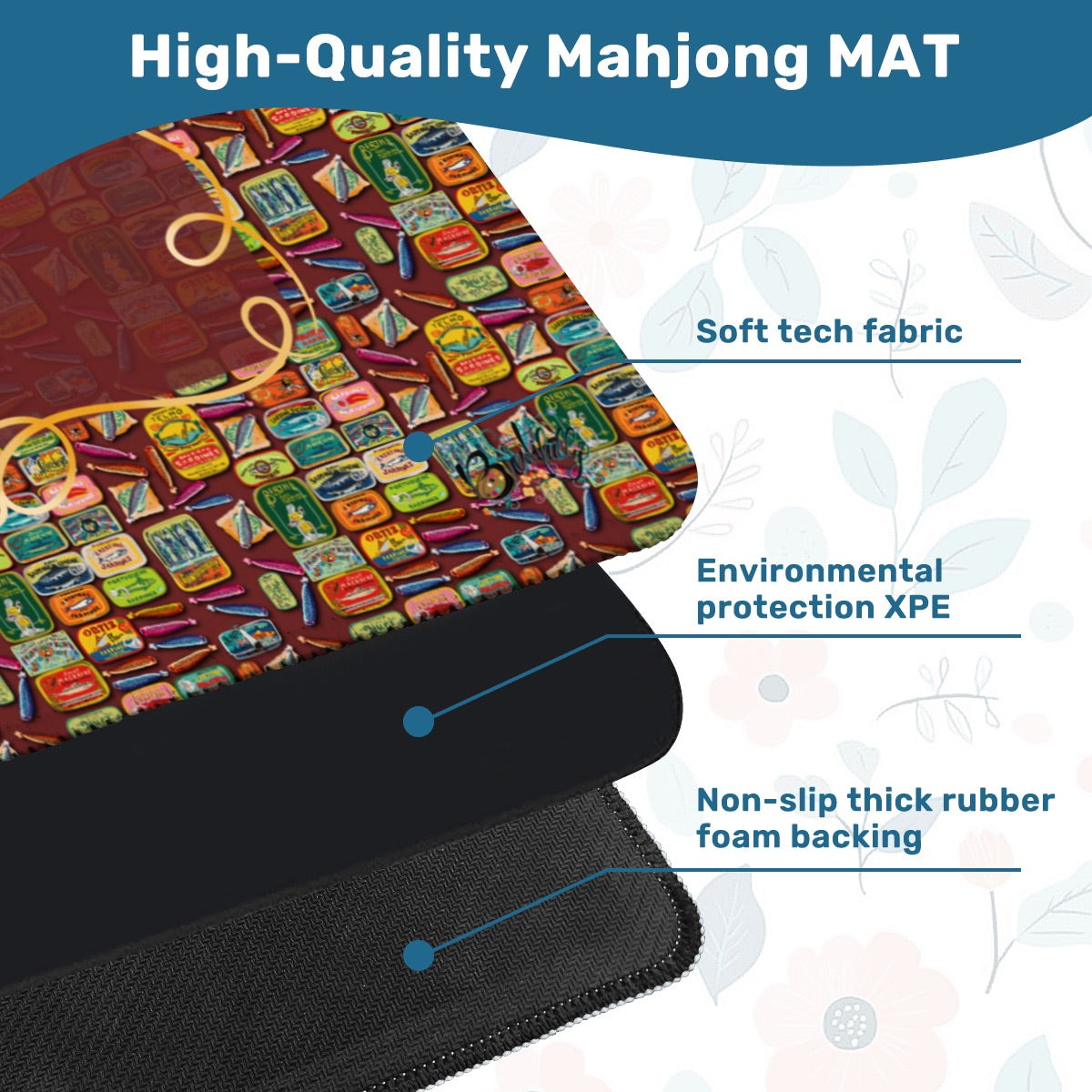 Sards Mahjong Mat 31.5"x31.5" (Ship Rolled up)
