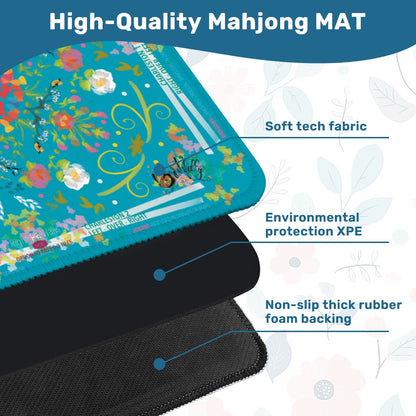 Mahjong Mat (Made in USA) Spring on Turquoise w instructions