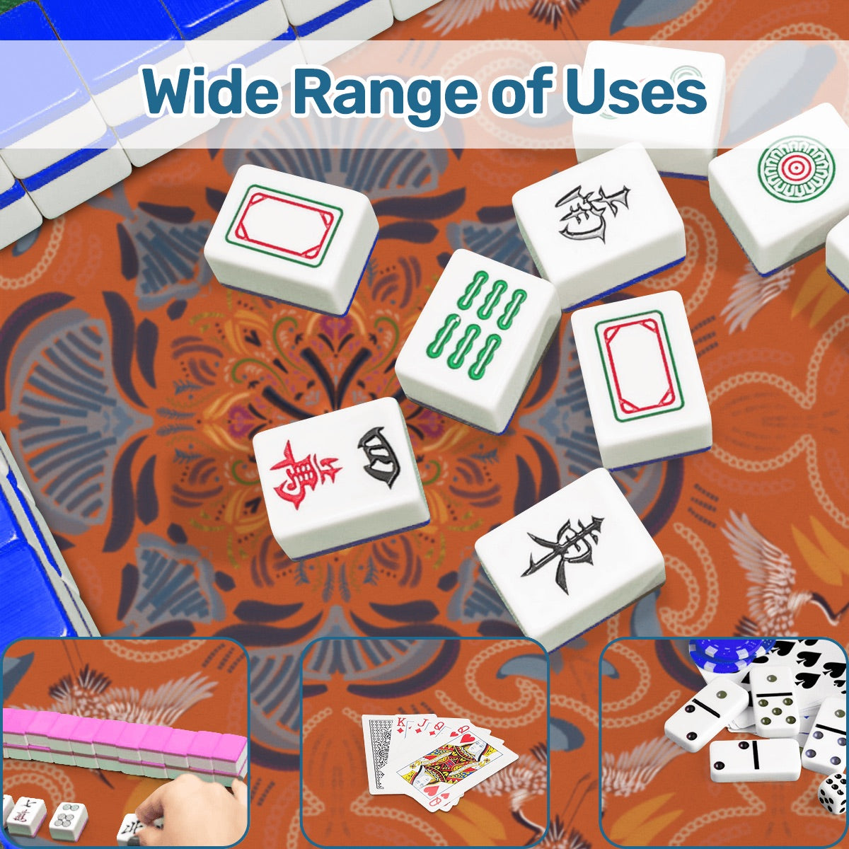 Stitched Herrings on Rust- Mahjong Mat 31.5"x31.5" (Ship Rolled up)