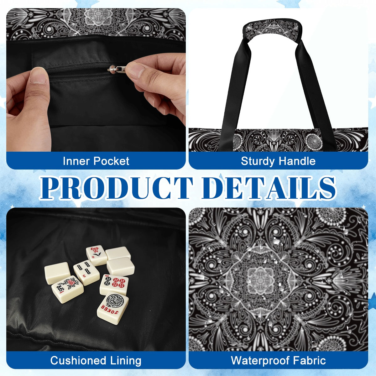 White on Black-Mahjong Bag Set