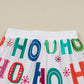 White Ho Ho Ho Letter Graphic Christmas Pajama Set