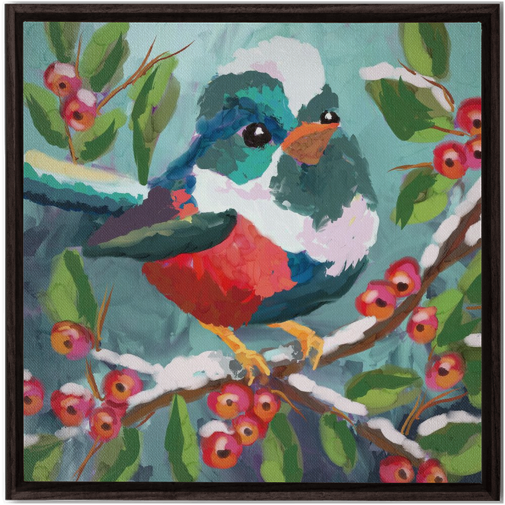 Magical Winter bird Framed Canvas Wraps-powered by Artivive