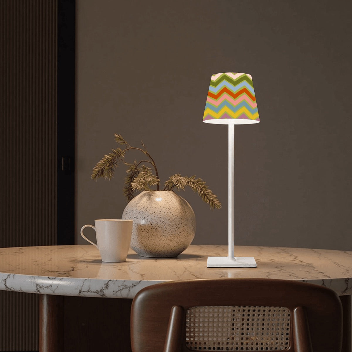LED Cordless Table Lamp in Vintage Party ware