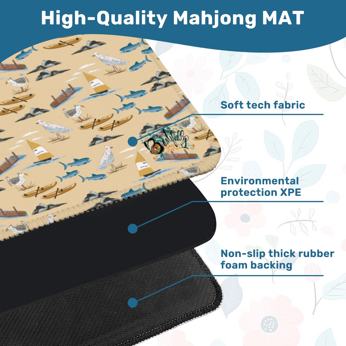 Mahjong Mat 33"x33" (Ship Rolled up) Gardens Shore