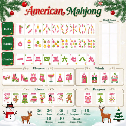Preppy Pink Christmas Mahjong Tiles -Abstract back options