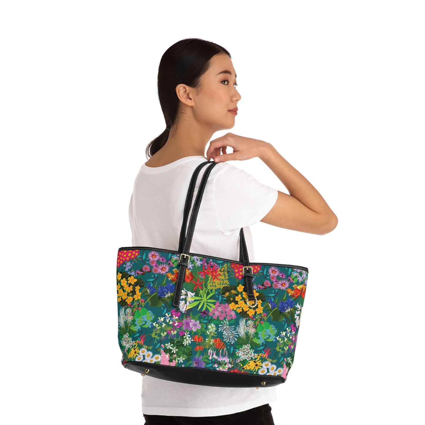 Ohio flowers -Compass PU Leather Shoulder Bag