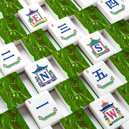 American Mahjong Tiles (Traditional Porcelain Style) GeodeSeries1 green IMG9936