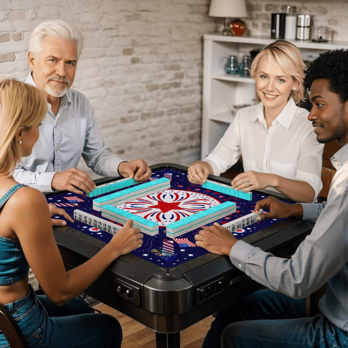 Patriotic with flags Mahjong Mat 31.5"x31.5" (Ship Rolled up)