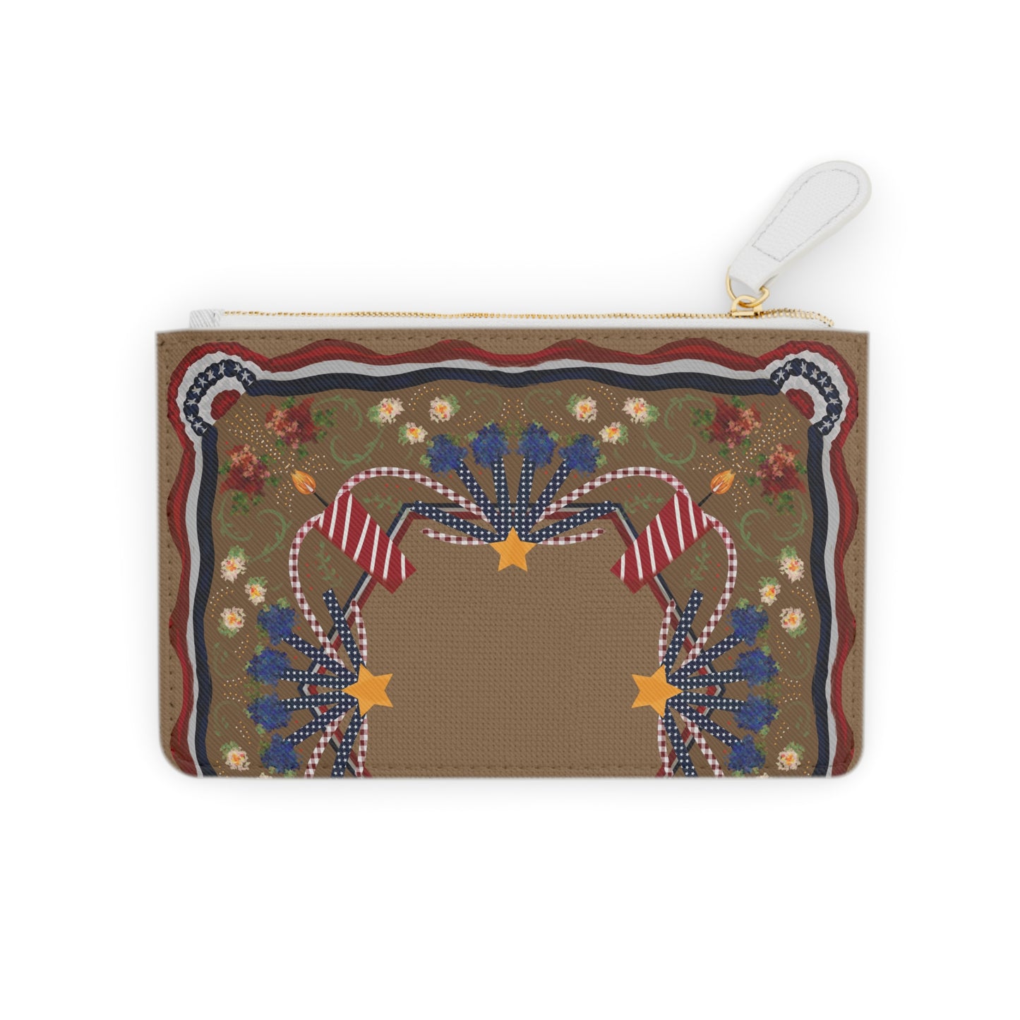 Retro patriotic mahjong card vegan leather carrying clutch bag